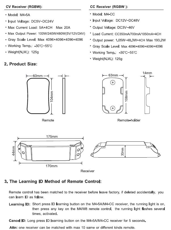 1 receiver controlled by 10 same or different RF remote